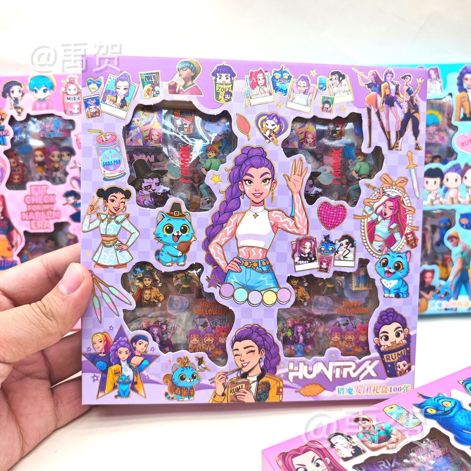 K-POP猎魔女团100张贴纸礼盒不重复装饰手账DIY贴画网红2025新款