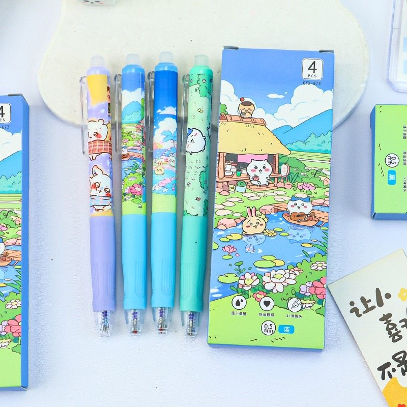 可爱吉伊卡哇可擦按动中性笔ST速干学生正姿可擦笔摩易擦热可擦笔