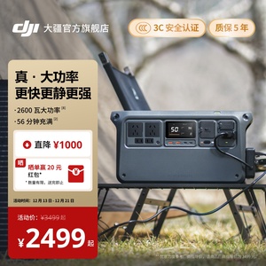大疆【DJI Power 1000 V2】2600瓦大容量便携220V移动电源露营车载户外应急储能摆摊电池快充大功率磷酸铁锂