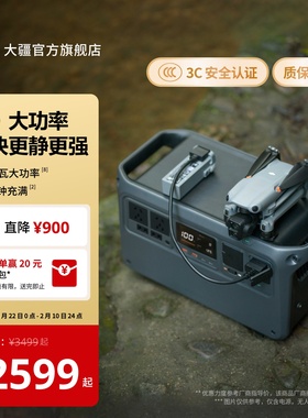 大疆【DJI Power 1000 V2】2600瓦大容量便携220V移动电源露营车载户外应急储能摆摊电池快充大功率磷酸铁锂