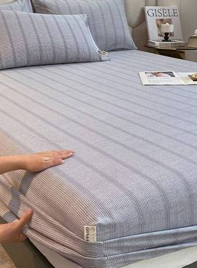 100% cotton mattress protector bed cover fitted sheet linen