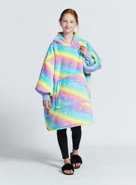 Hooded lazy blanket pullover children's flannel printed hoo
