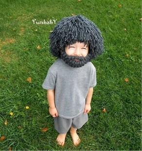 Explosive wig hat Funny creative handmade wool mask cap hat