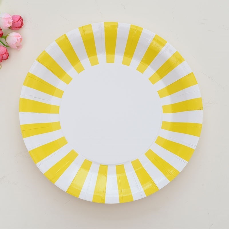 Party Disposable Paper Plates Party Supplies 彩色条纹纸盘碟