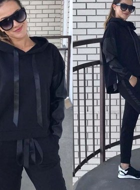 2020Autumn suit casual women's loose hooded sweater trousers