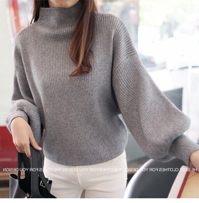 Autumn Winter Women Sweater Turtle Neck Button Lace Knitted
