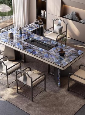 奢石岩板茶台桌现代茶桌椅组合简约轻奢高级感办公室茶道桌泡茶台