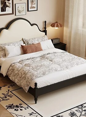 法式复古软包实木床现代简约家用主卧高端大气双人床中古风储物床