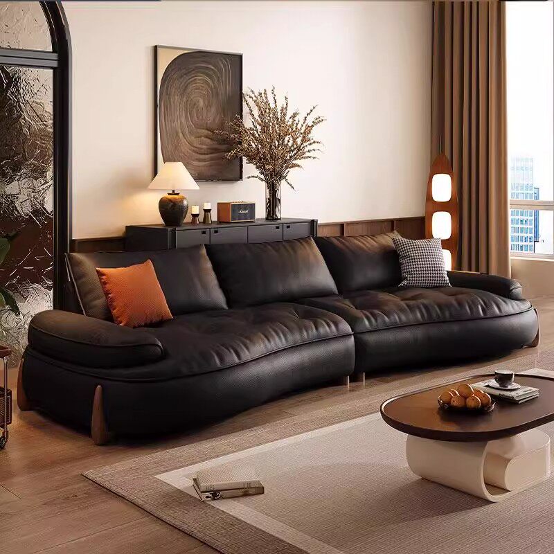 意式极简复古风真皮沙发大小户型客厅轻奢大坐深弧形头层牛皮沙发,住宅家具,皮艺沙发,淘宝优惠券,粉丝福利购,淘宝优惠卷
