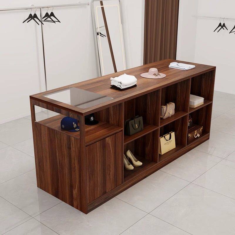 高档中岛台女装饰品精品玻璃展架流水台落地服装店柜子人台展示柜