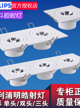 飞利浦LED斗胆灯6w10w明皓GD022B单头双头三头方形格栅嵌入射灯