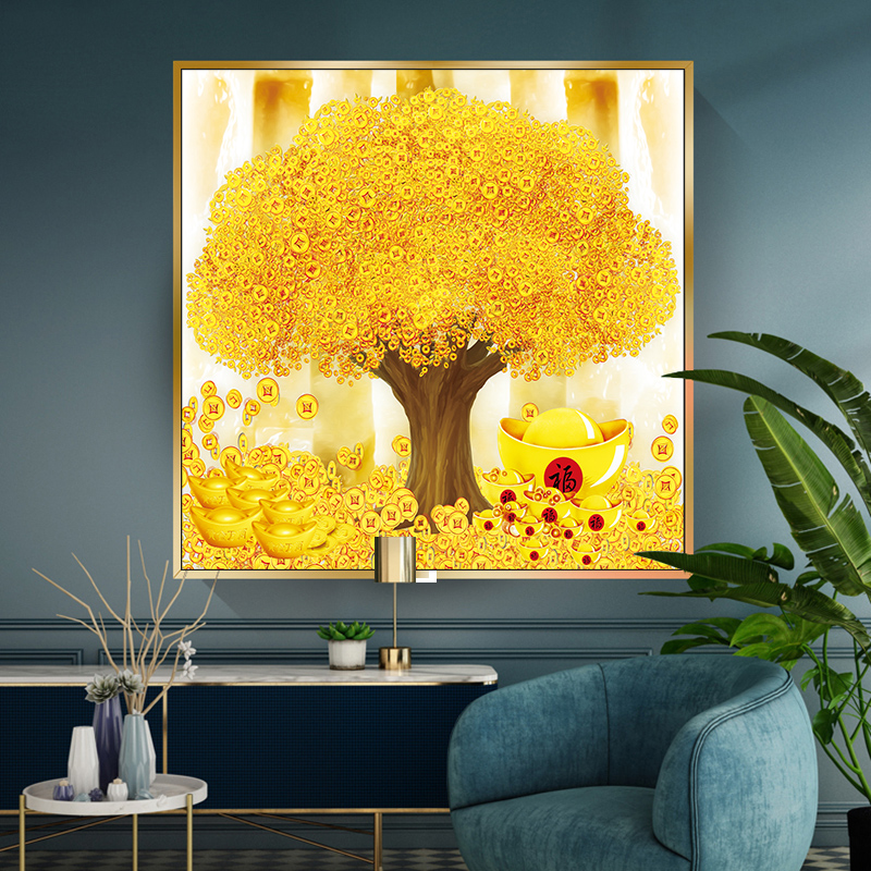 DC钻石画简约满钻简约发财树客厅点钻十字绣手工diy新款5D钻绣