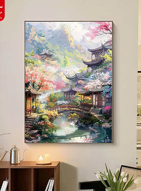 满钻石绣客厅diy四季春和景明