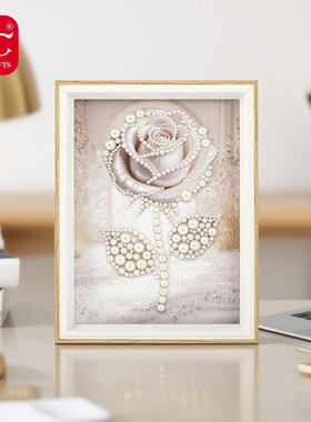 蒂彩DC2025年新款钻石画半钻玫瑰手工diy珍珠儿童小学生带框摆台
