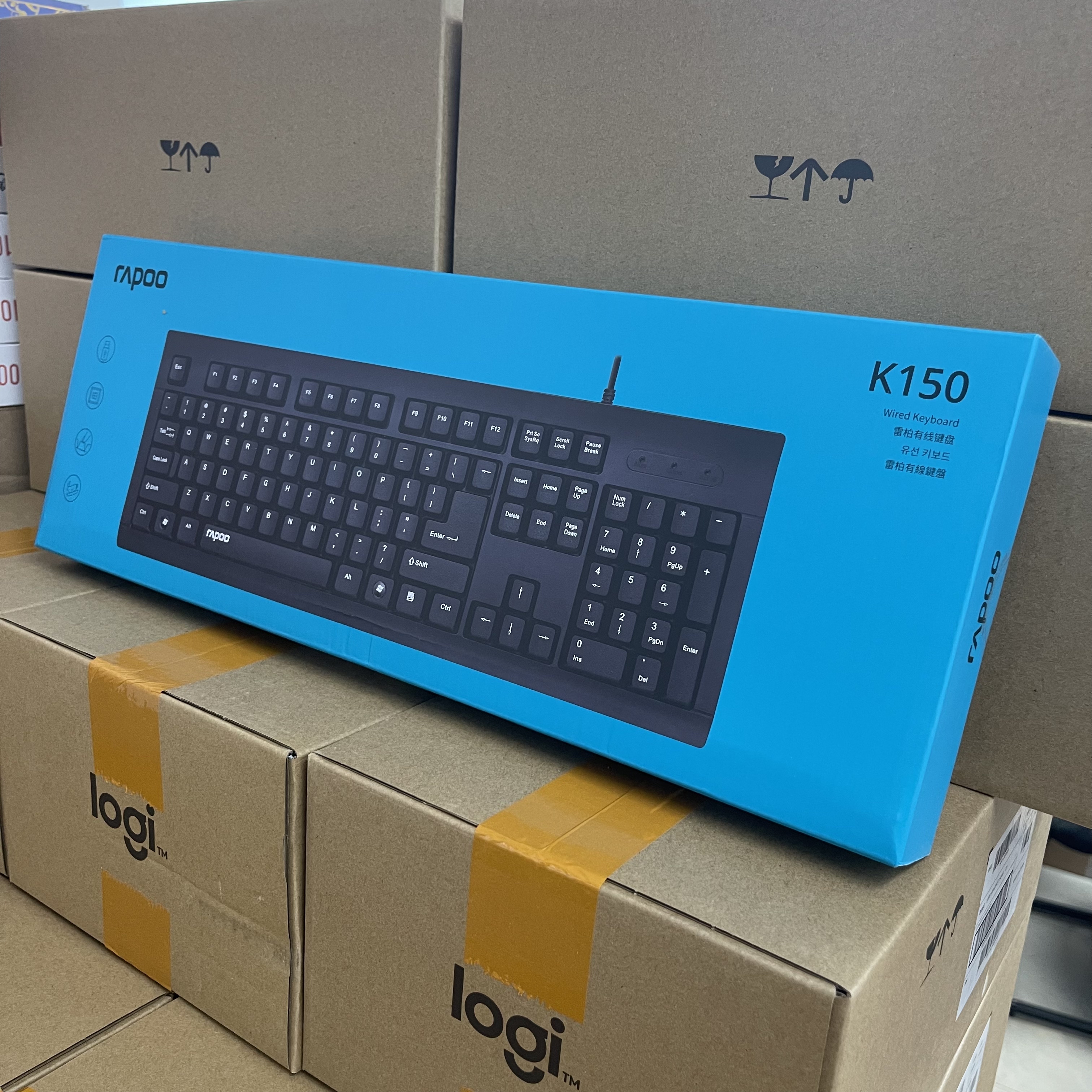 雷柏K150 有线键盘 办公键盘 全尺寸 防溅洒 电脑键盘 笔记本键盘
