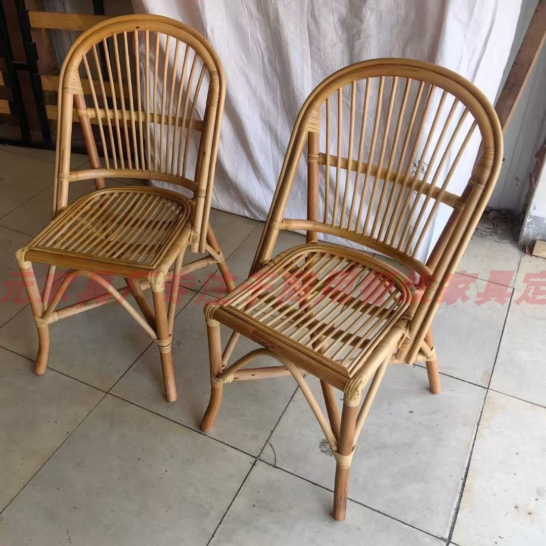 餐厅真藤椅子定制家用休闲椅靠背椅阳台编藤椅子饭店藤编餐椅商用
