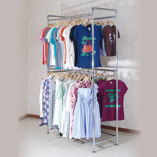 双杆双层不锈钢卧室落地式挂衣架