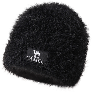骆驼毛绒针织帽女冬季仿貂毛防寒护耳帽子加厚保暖冷帽毛绒帽子女