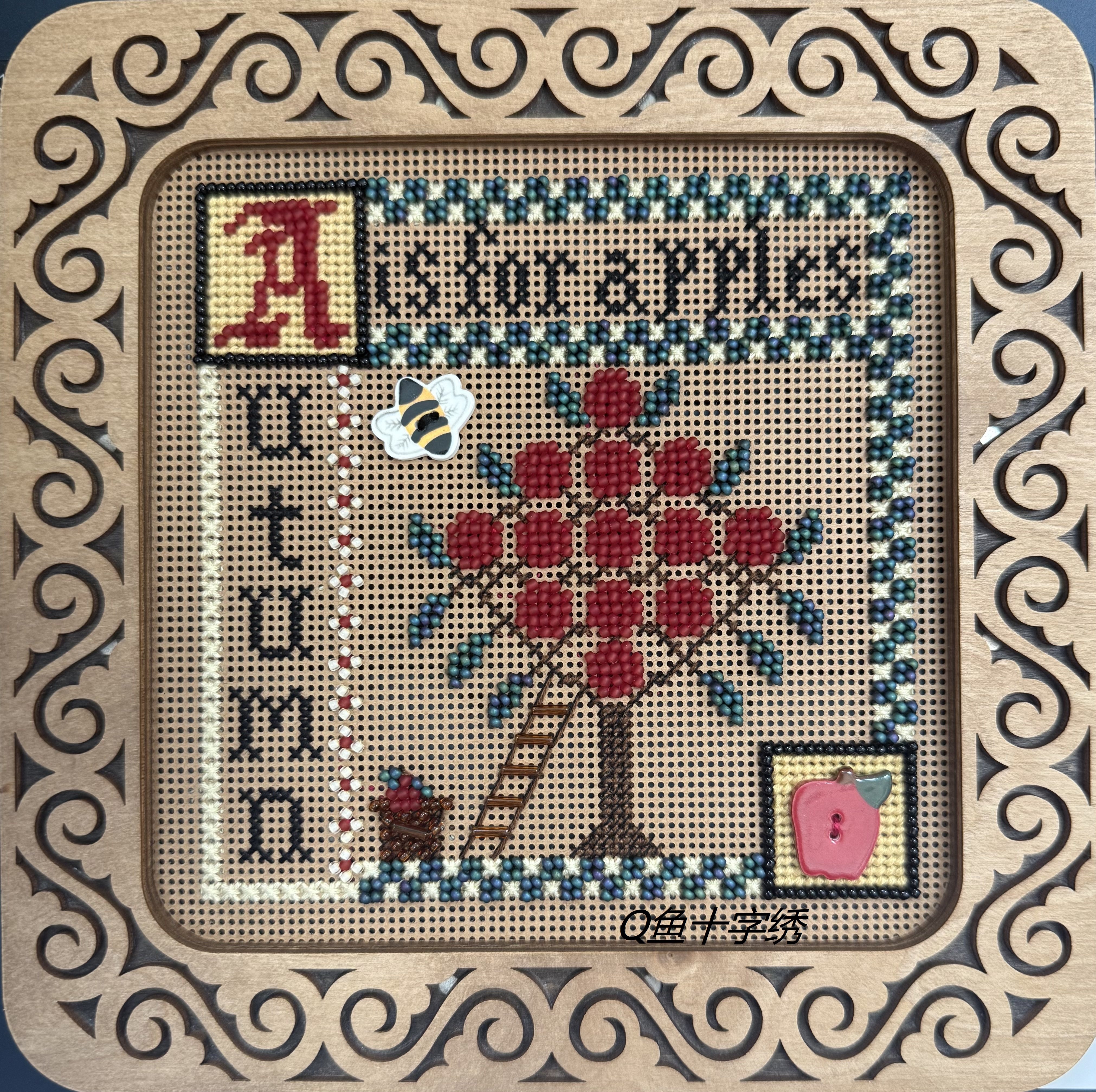 Q鱼十字绣 MHCB90  MH珠 自制陶瓷扣 纸板 现货 MQ