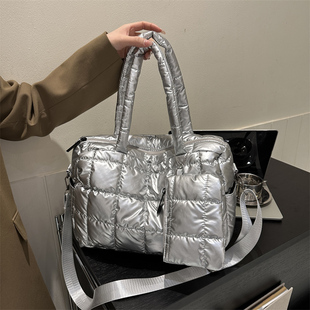 太空棉羽绒包包女加厚保暖棉服包秋冬季 大容量单肩斜挎手提包 新款