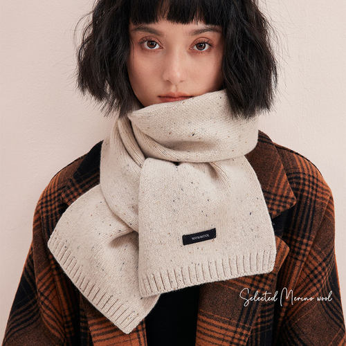 点子纱美利诺羊毛针织加厚围巾女