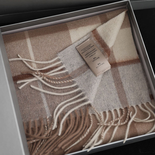 送礼高档围脖 保暖礼盒装 苏格兰cashmere经典 格纹纯山羊绒围巾冬季