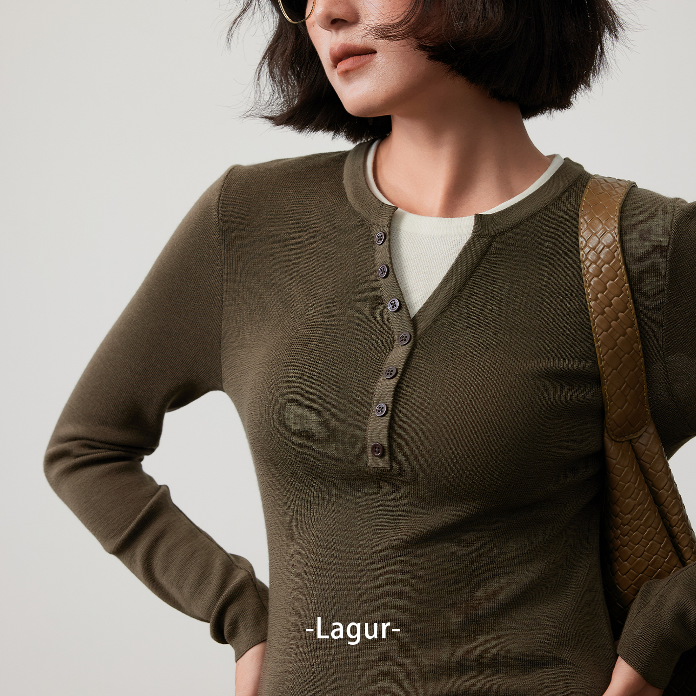 纯羊毛修身假两件针织毛衣秋冬季