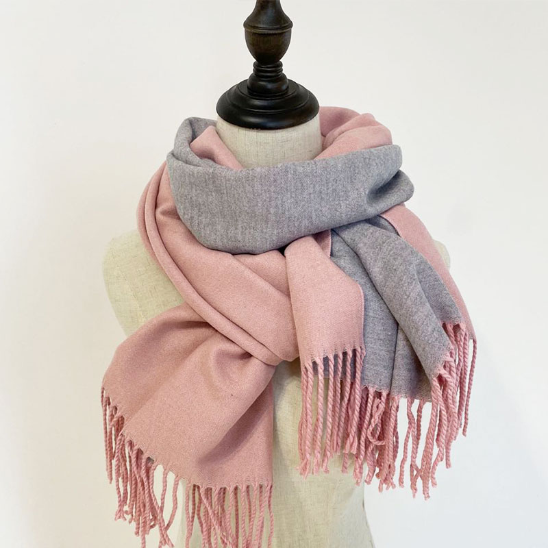 外贸秋冬季流苏两用双色ab面披肩