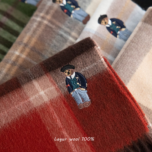 限量小熊复古英伦风格子围巾男女