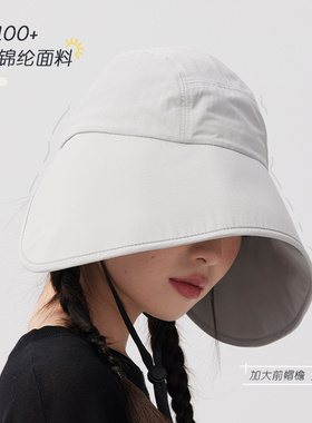 日本UV进口级！冰丝大帽檐显脸小防晒渔夫帽女夏季可扎马尾遮阳帽