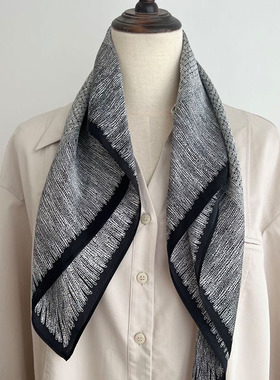 法式浪漫编织格纹高级感小丝巾发带100%silk真丝方巾春秋百搭领巾