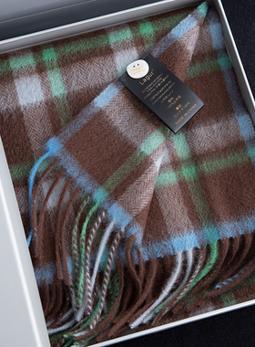 圣诞格抹茶榛子cashmere纯山羊绒围巾女冬季英伦风复古围脖25新款