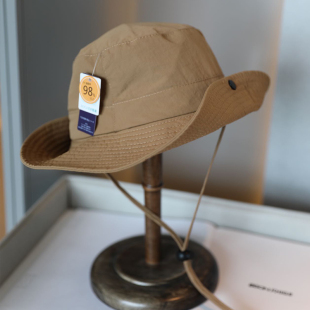 高阶泥石灰进口级防水登山帽女夏季 休闲平顶牛仔帽男大檐防晒盆帽