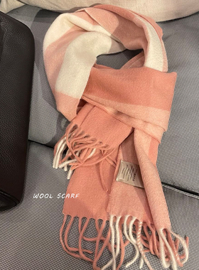 温柔软妹Scotland经典格纹100纯羊毛围巾女冬季韩版百搭减龄围脖