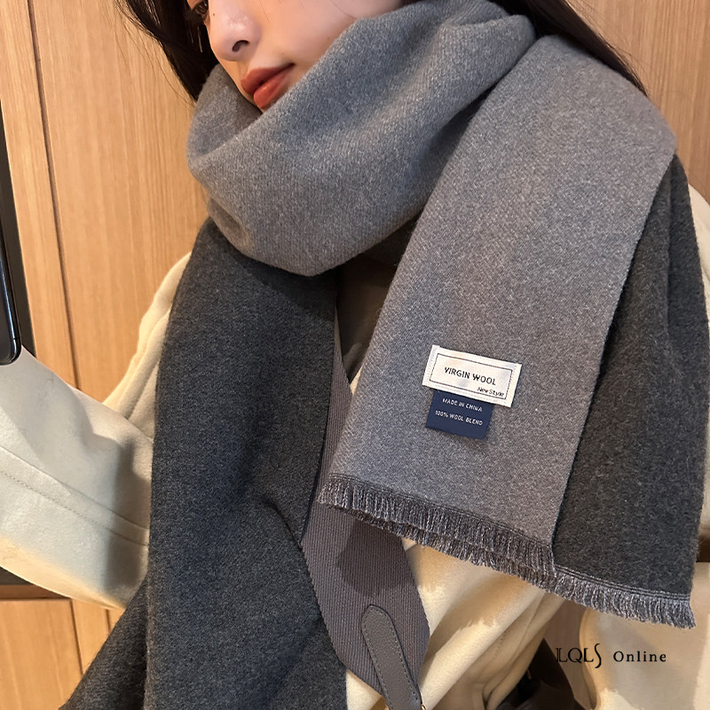 气质款双面羊毛ins加厚保暖围巾女士2025新款秋冬款日系情侣围脖