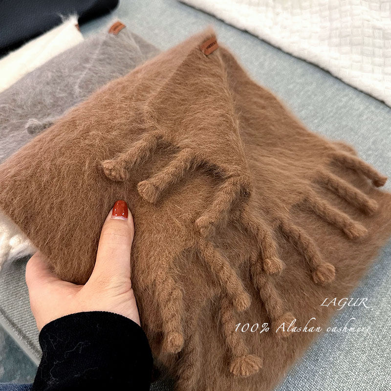 罕见！手工梳绒狐狸绒手工围巾辫子流苏加厚慵懒软糯情侣围脖送礼,服饰配件/皮带/帽子/围巾,围巾/丝巾/披肩,淘宝优惠券,粉丝福利购,淘宝优惠卷