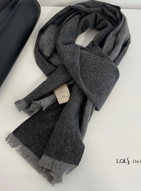 日本定制Cashmere蔷薇粉基础款双面羊绒围巾女冬季纯色保暖围脖男