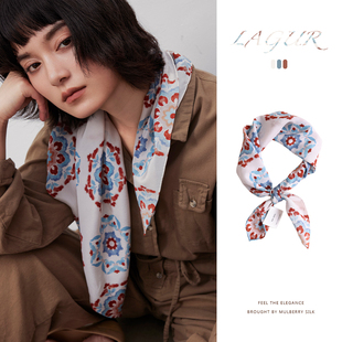 原创东方美「宝相」100%桑蚕丝丝巾65cm方巾高级感女系脖领巾送礼