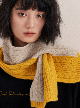温暖牌~韩国正版！复古麻花加厚围脖绞花交叉围巾护颈冬季女保暖