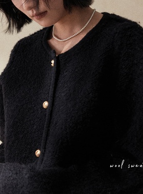 coco喜红色＜重磅600g＞美利奴羊毛加厚保暖外套女圈圈纱上衣开衫