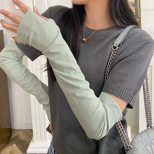 自然舒适日本uv防晒冰丝袖 套女夏季 薄冰袖 男防紫外线开车护臂套袖