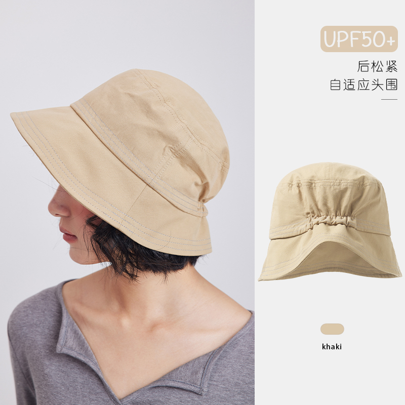 纯棉日式简约大头围遮阳渔夫帽女