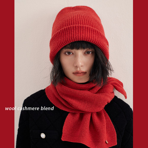 针织围巾配套冷帽情侣款新款冬季