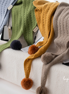 精灵尾巴！纯山羊绒围巾Cashmere针织加厚多功能披肩秋冬女