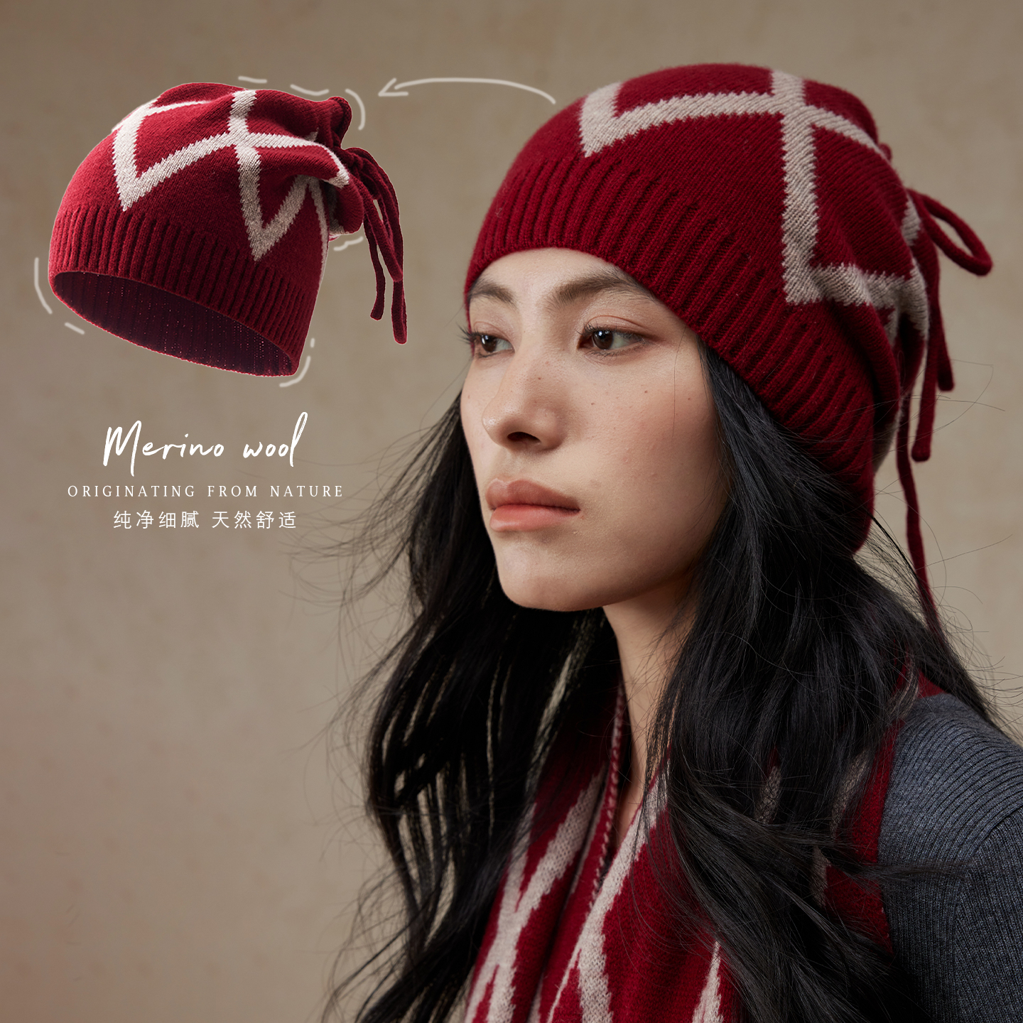 新款围巾帽子套装针织冬季保暖女