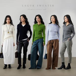 青春风连帽羊毛针织衫 flow 显瘦内搭可外穿上衣女秋冬打底 The