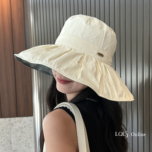 人手一个 渔夫帽遮阳帽防紫外线女夏户外 内里黑胶大檐防晒UPF50