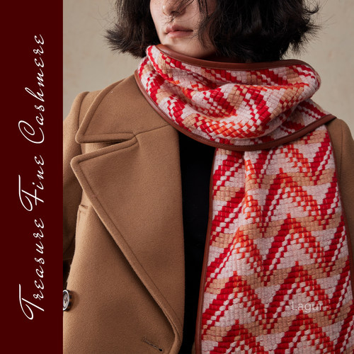 手工包边山羊绒编织流苏围巾女冬