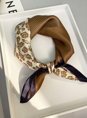 四宫格碎花杭州丝绸真丝方巾小丝巾发带春秋包绑带高档配衬衫领巾