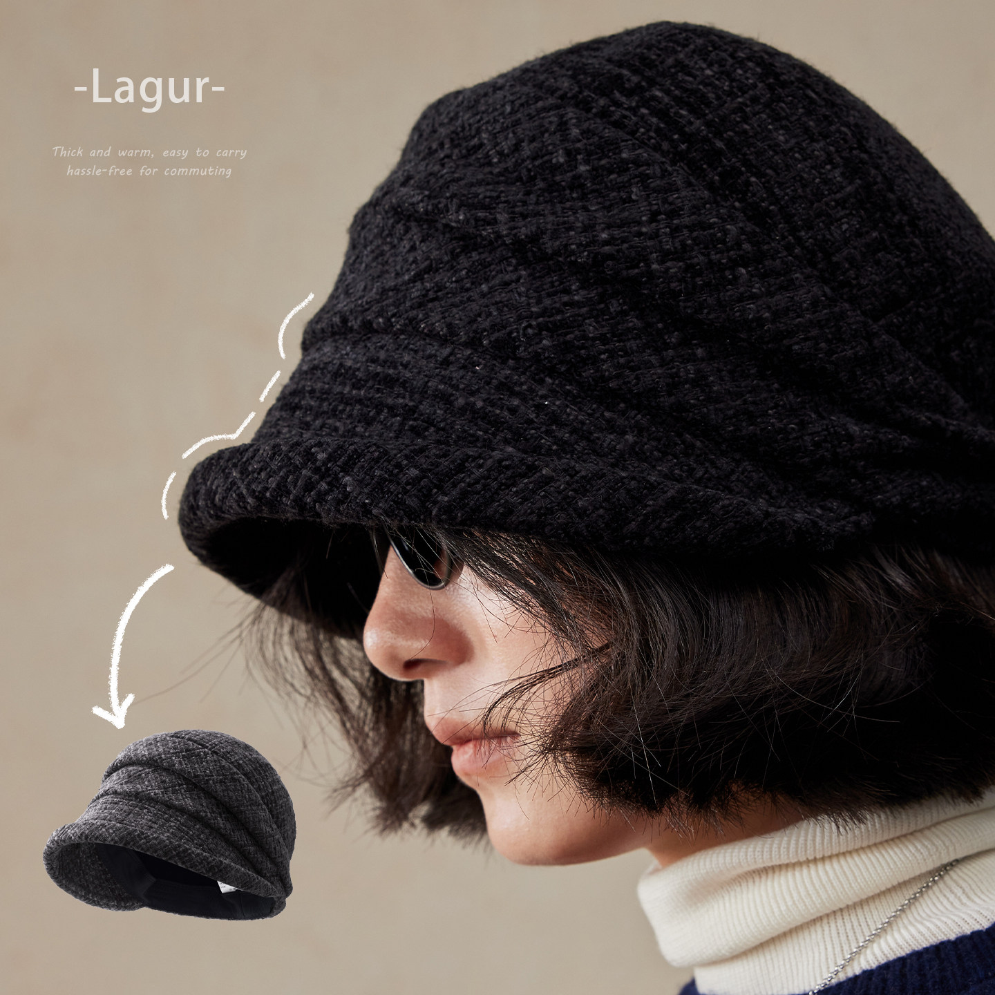 Lagur（经典bi入~）羊毛小檐卷边褶皱优雅渔夫帽加绒香风帽子女冬,服饰配件/皮带/帽子/围巾,帽子,淘宝优惠券,粉丝福利购,淘宝优惠卷